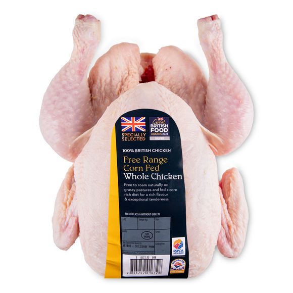 Specially Selected British Free Range Corn Fed Whole Chicken Fresh Class A Without Giblets Typically 1.9kg